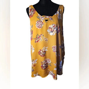 Maurices Gold flowered top with ladder neckline